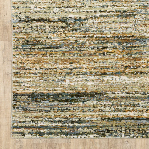 2' X 8' Gold And Slate Abstract Runner Rug
